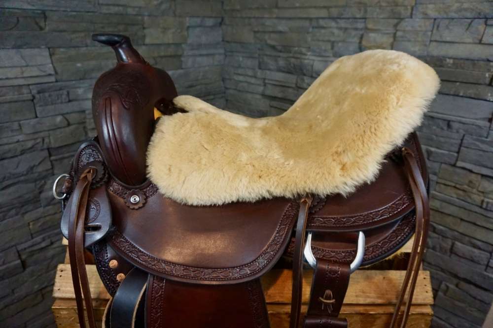 Western Saddle Seat Saver Genuine Australian Merino Sheepskin Black Saddle Cover 